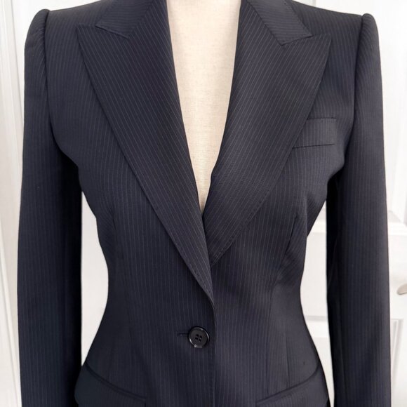 DOLCE & GABBANA BLACK PINSTRIPED BLAZER - IT 40 - Picture 8 of 11